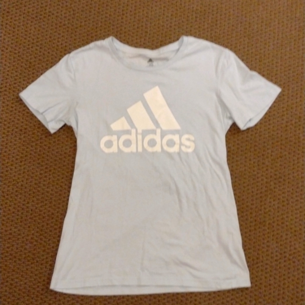 Adidas Light Blue Cotton Short Sleeve T-Shirt